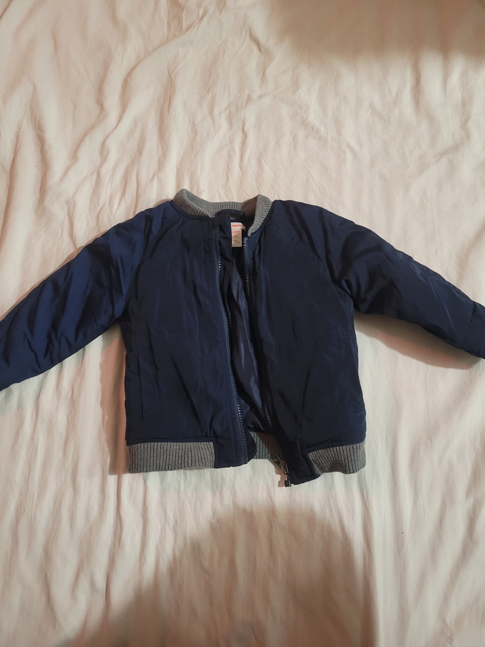 Joe Fresh Navy Puffer Jacket with Gray Rib Trim